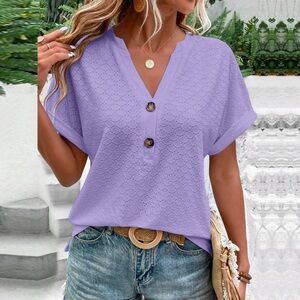 Lavender Button-Front Women Top